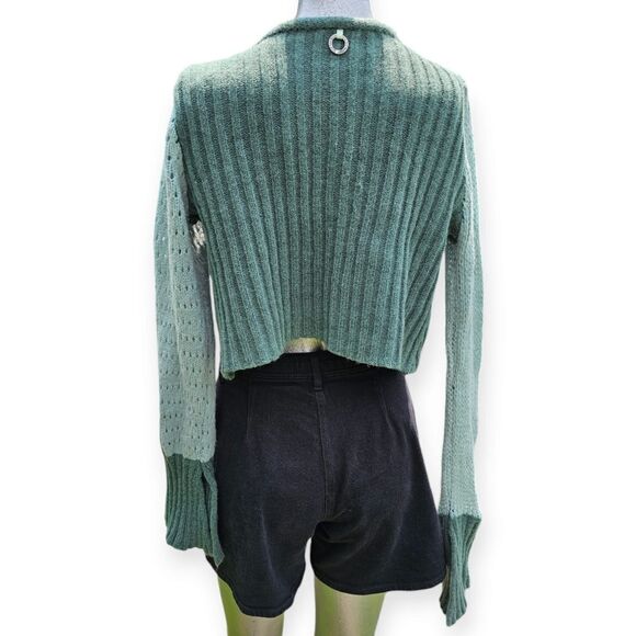 Save the Queen Vintage Y2K 00s Knit Wool Blend Cropped Patchwork Cardigan - Picture 8 of 11